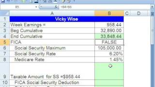 Excel Busn Math 41: Payroll Deductions With Ceilings (FICA)