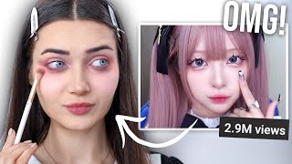 I Tried Following A JAPANESE Makeup Tutorial...