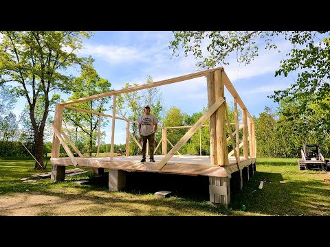 Building A Log Cabin To Raise My Family In | First Logs On The Cabin