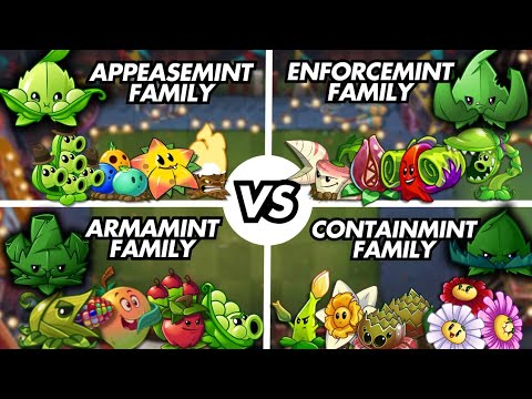 PvZ2 Battlez | Appease Vs Enforce Vs Arma Vs Contain Mint Family | COMMENT WHICH TEAM IS MOST OP!!!