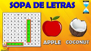RETO de la SOPA de LETRAS | Encuentra el NOMBRE de la FRUTA en inglés | SOPA DE LETRAS | MentalTest