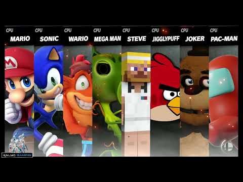 Mario vs Sonic vs Crash vs Peashooter vs Steve vs Red vs Freddy vs Red Crewmate
