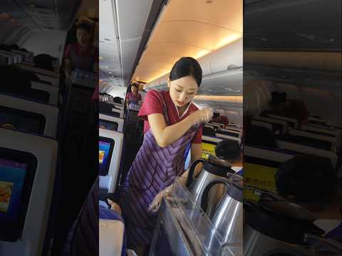 Chinese Air hostess, Cabin crew in-flight service Airplane Food
