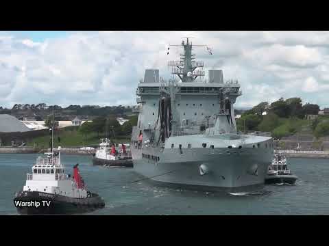 RFA TIDEFORCE A139 LEAVES DEVONPORT NAVAL BASE AT THE NARROWS, DEVILS POINT 24-5-22