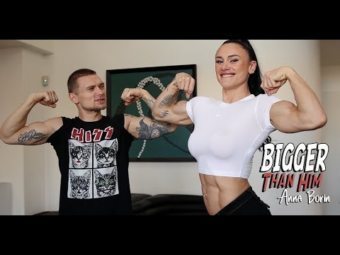 BIGGER Than Him! Female Bodybuilder Muscle Girl Anna Borin