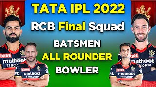 IPL 2022 Royal Challengers Bangalore Full Squad | RCB final squad 2022 | RCB squad 2022