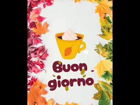 Buongiorno Video e GIF autunnale con foglie e caffè