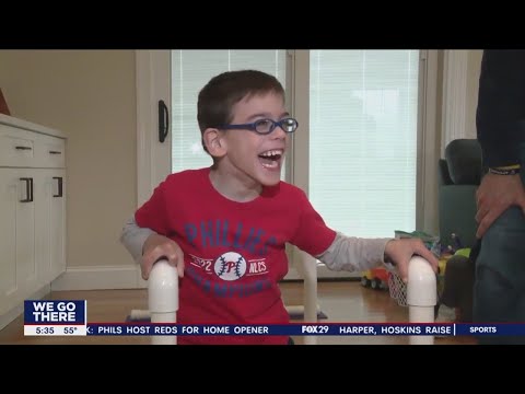 Disabled Kid gets a PVC Pipe Walker