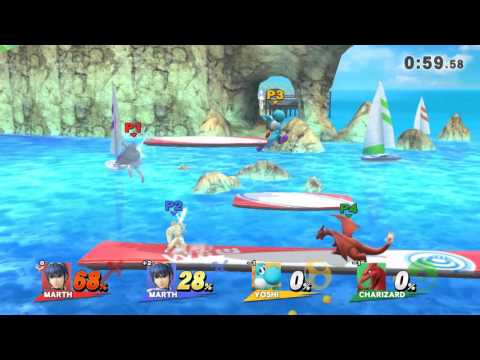 Super Smash Bros Wii U Online Battle Marth vs. Marth vs. Yoshi vs. Charizard