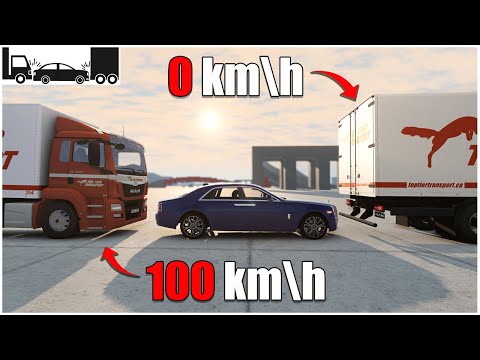 Car Compression Between Two ( 2 ) Trucks (#5) | Car Body Testing | beamng drive crashes