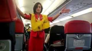 Air Asia beautiful stewardess    show Pre_flight safety demo
