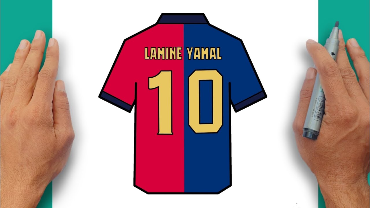 How to Draw LAMINE YAMAL Shirt Easy Step-by-step (Fc Barcelona)
