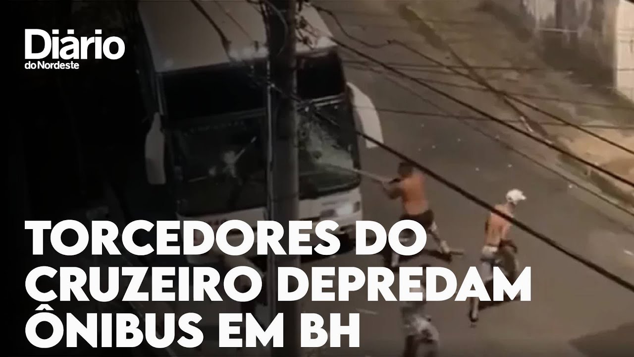 Imagem da notícia Torcedores do Cruzeiro depredam ônibus de torcida do Grêmio em Minas Gerais