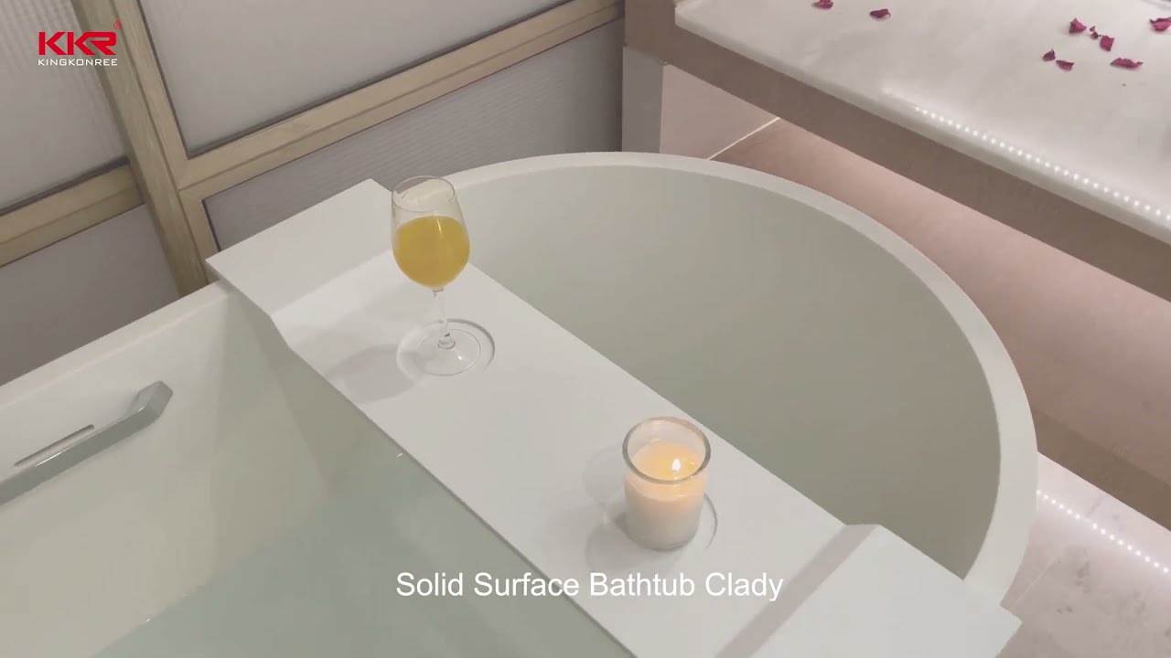 Kingkonree Solid Surface Bathtub Modern Artificial Stone Bathtub