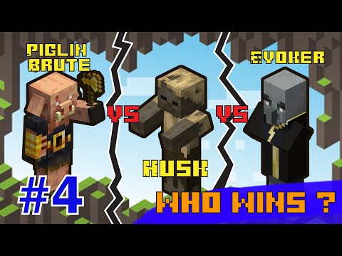 Piglin Brute vs Evoker vs Husk Who Will Wins?