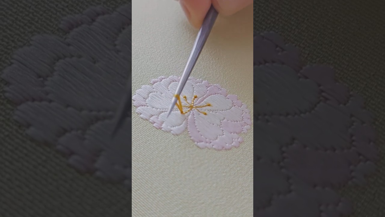家紋「九重散り桜」🌸🪡 #日本刺繍