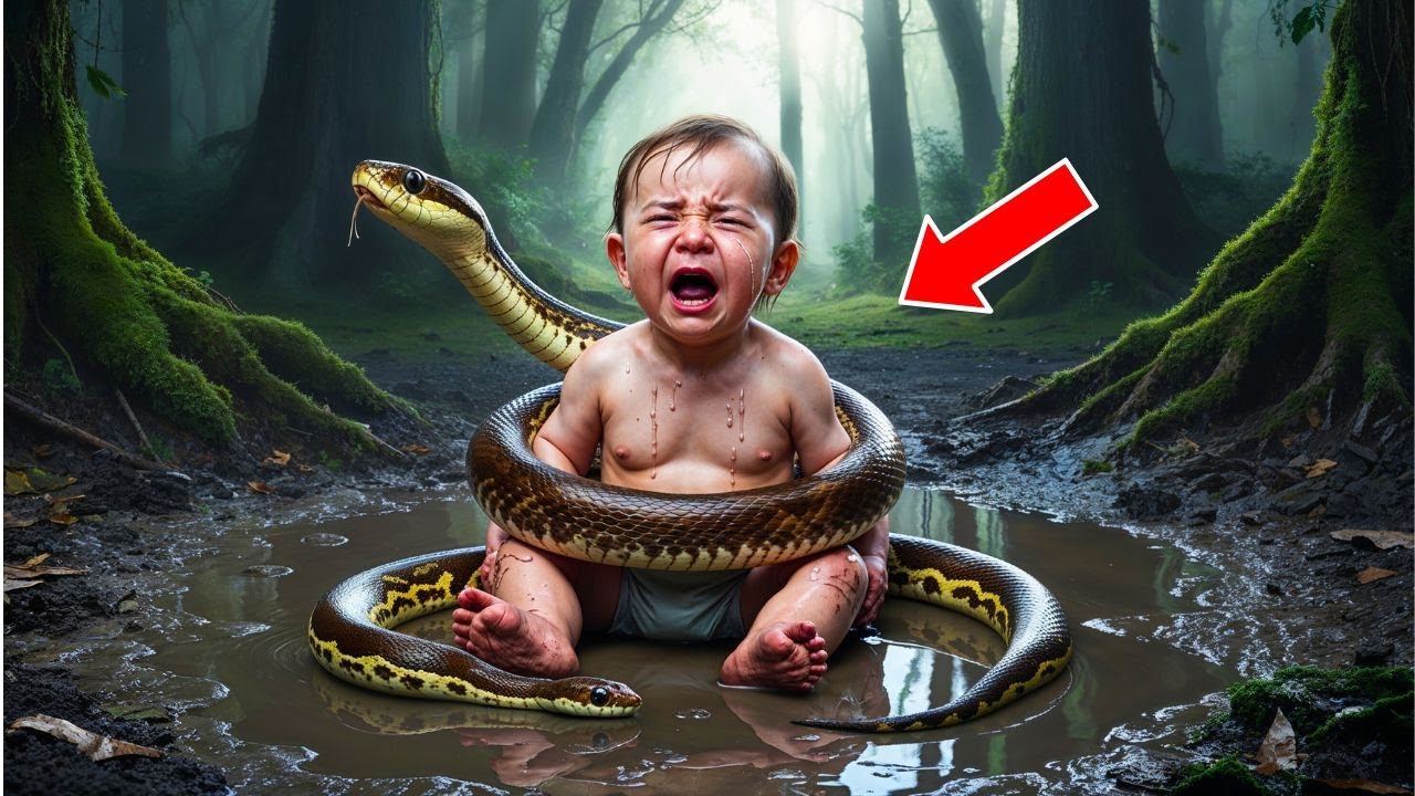 HOMEM ENCONTRA BEBÊ ABANDONADO EM UM MATAGAL COM COBRA GIGANTE ENROLADA NELE