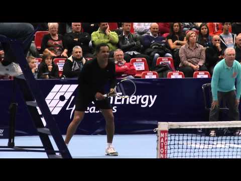 Yannick Noah, Henri Leconte, Guy Forget & Mansour Bahrami playing tennis Belgium Nov 2012 Part 1