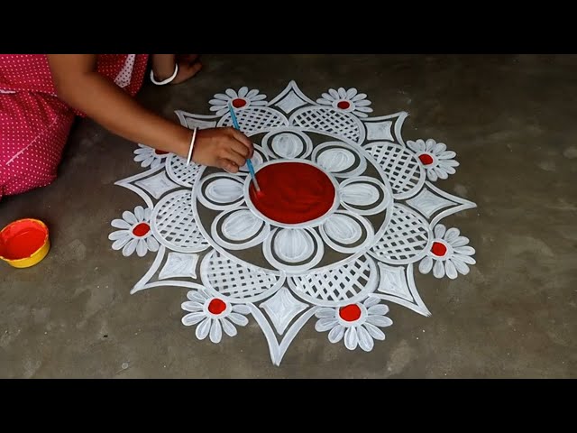 laxmi puja special door alpona design / how to drow alpona design / আলপনা আঁকা / muggulu design
