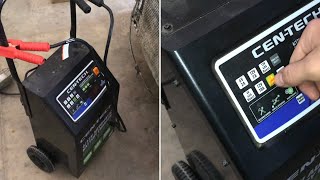 JUMPSTARTING a car with the “cen-tech”  automatic battery charger with engine jump start