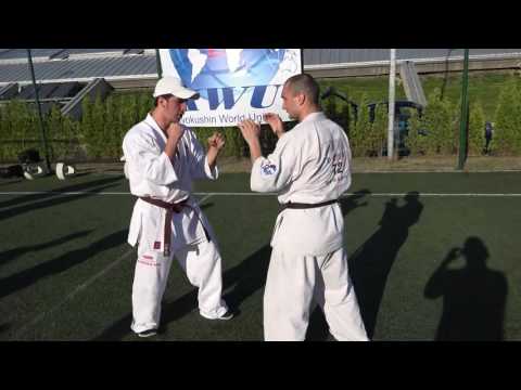 Смещение с линии атаки с атакой ногой в голову от Шамиля Рамазанова