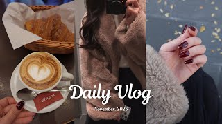 vlog | 社会人の日常☕️ボルドーネイル,出勤日と休日,勉強,おうちご飯,カシウェア🪿一人暮らしOLの3日間🍂