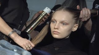 Models getting ready Backstage of Alexander Wang Fall 2019 fashion show