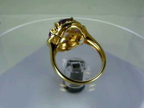 4.2CT Morganite Amethyst Pink Sapphire Diamond Ring 10K Yellow Gold