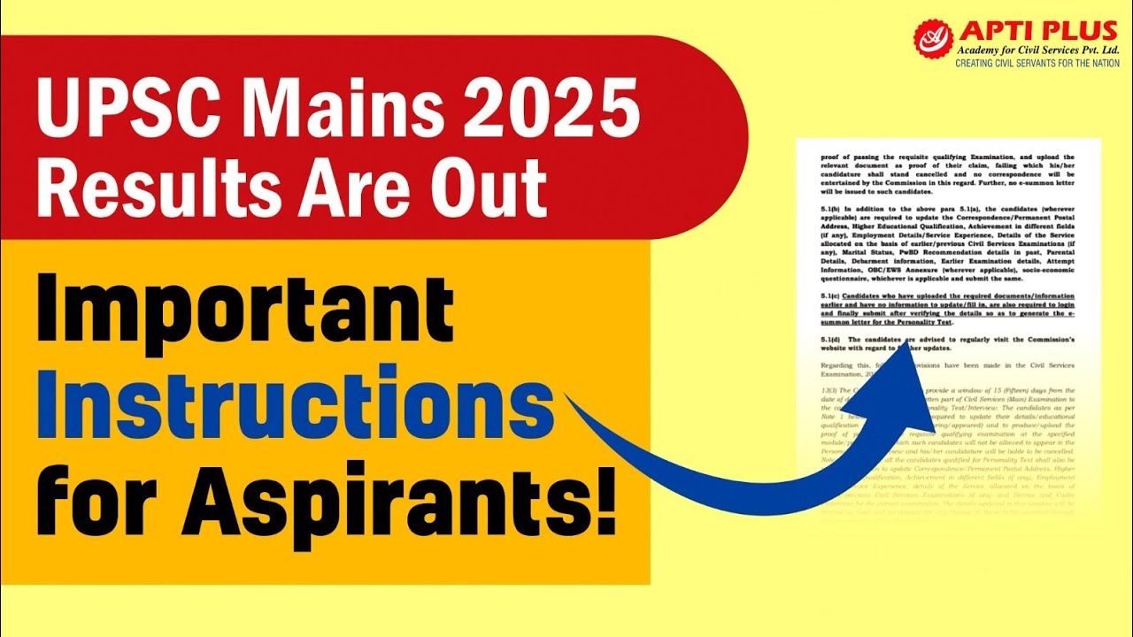 UPSC CSE 2025 Mains Results Out ! Join the best interview Guidance Programme (IGP) by APTI PLUS