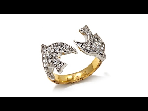 Rara Avis by Iris Apfel Crystal 2Tone Bird Cuff Ring