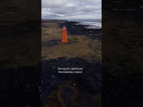 Selvogsviti Lighthouse. Strandakirkja, Iceland #Lighthouse #iceland #travel #djidrone #volcanic