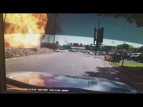 A pickup truck exploded at the drive-thru of a Burger King in central Arkansas, injuring the driver. (April 29)
