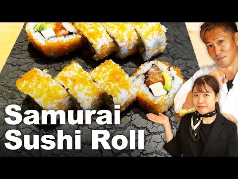 How to make "Samurai Sushi Roll" - Temaki Sushi (Uramaki) by Michelin Sushi Chef