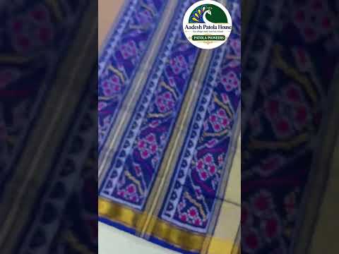 Blue Triful Border Nanu Narikunj Motifs Single Ikat Patola Saree 6 Ply Silk