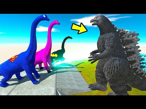 3x BRACHIOSAURUS PARKOUR DEATH RUN - Animal Revolt Battle Simulator