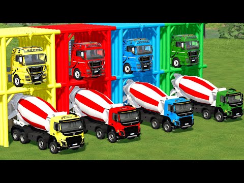 TRANSPORT OF COLORS ! TRANSPORTING VOLVO MIXER TRUCKS TO THE GARAGE ! Farming Simulator 22