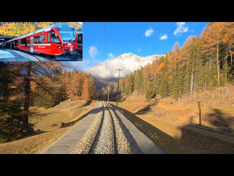 ★ 4K 🇨🇭 Pontresina - Scuol-Tarasp late autumn cab ride, Switzerland [11.2020]