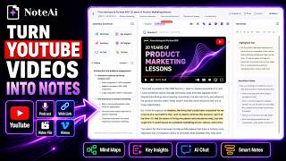 How to Turn YouTube Videos into Visual Notes & AI Podcasts | NoteAi Full Tutorial