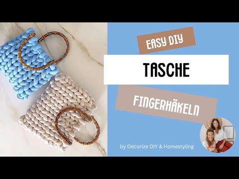 Easy DIY bag with a knitted look using finger crochet.