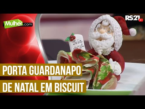 Mulher.com - 21/09/2016 - Porta guardanapo de natal em biscuit - Regina Nápoli PT2