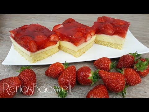Erdbeerschnitten Blechkuchen Einfach & Lecker