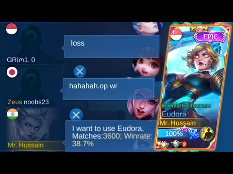 NOOB EUDORA PRANK | 3600 MATCHES WITH 38% WR 🤣 | MLBB