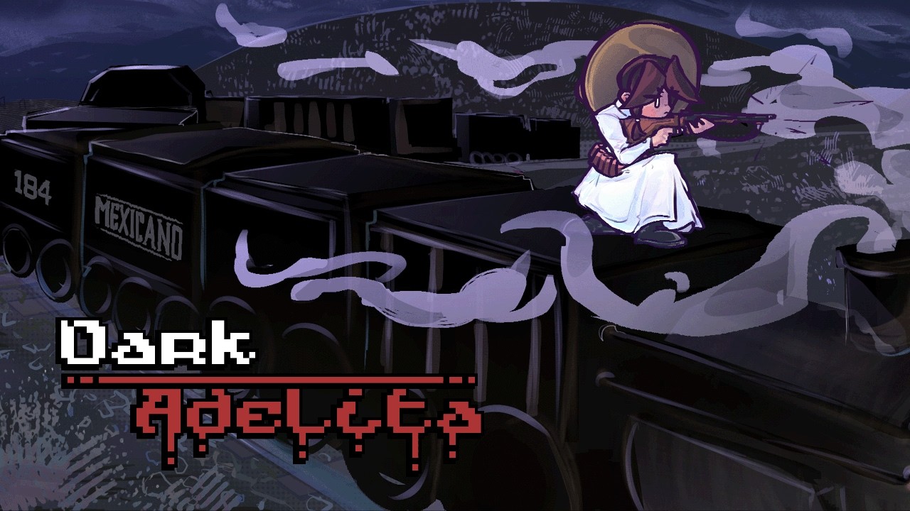 Promotional still showing pixel art combat against mythological monsters in a dark fantasy platformer