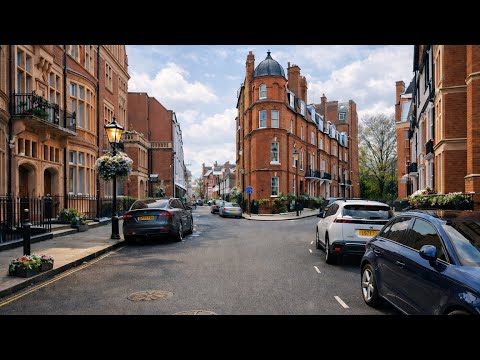 ✨LONDON December Walk [4K] | beautiful festive Kensington🎄 