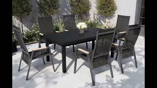 SIENA GARDEN Savona Garten-Essgruppe, anthrazit matt/grau, Alu/Glas/Teak/Ranotex, 180/240 x 100 cm, ausziehbar