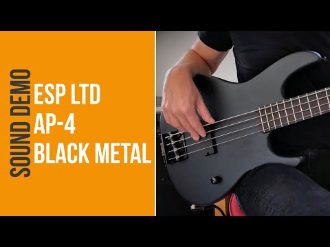 ESP LTD AP-4 Black Metal 4-String Bass Guitar, Black Satin image 4