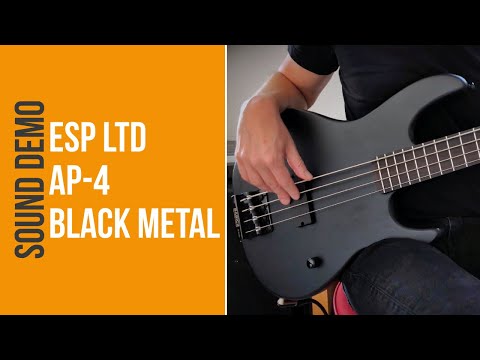 ESP LTD AP-4 Black Metal 4-String Bass Guitar, Ebony Fingerboard, Black Satin image 4