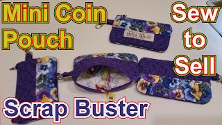 How to sew mini coin pouches. Itty bitty coin purses. Scrap fabric sewing for beginners. Jellyrolls