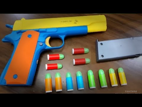 Realistic Toy Gun Size 1:1 Scale .45 ACP COLT - Smith Wesson Model Toy - Rubber Bullet Toy Pistol