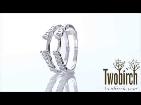 0.5ct. Twirl Channel and Prong Set Cathedral Ring Guard - TwoBirch TB-GUARD-0075-WG-H
